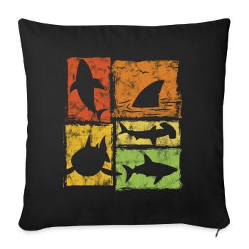 Shark Vintage Silhouettes Graphic - Sofa pillowcase 17,3'' x 17,3'' (45 x 45 cm) - black - Front