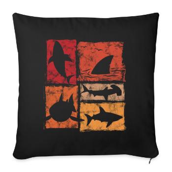 Silhouettes de requins en perspective Graphique - Housse de coussin décorative 45 x 45 cm - noir - Devant