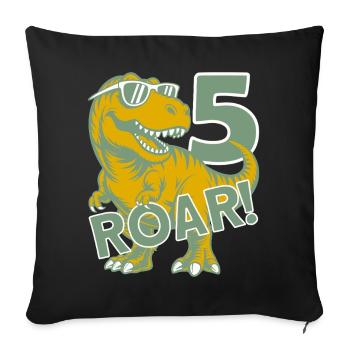 DINO 5 YEARS DINOSAUR 5TH BIRTHDAY - Sofa pillowcase 17,3'' x 17,3'' (45 x 45 cm) - black - Front