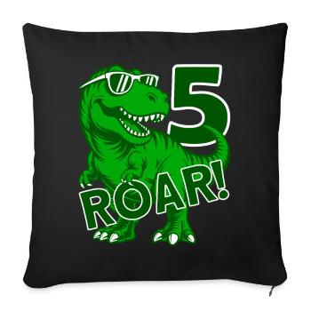 5E ANNIVERSAIRE DINOSAURE 5 ANS DINO - Housse de coussin décorative 45 x 45 cm - noir - Devant