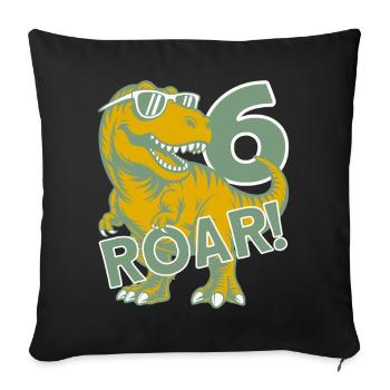 DINO 6 ANS DINOSAURE 6E ANNIVERSAIRE - Housse de coussin décorative 45 x 45 cm - noir - Devant
