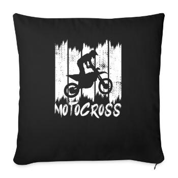 Motocross rétro - Housse de coussin décorative 45 x 45 cm - noir - Devant