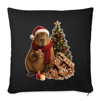 Magie de l’Avent de Capybara de Noël - Housse de coussin décorative 45 x 45 cm - noir - Devant