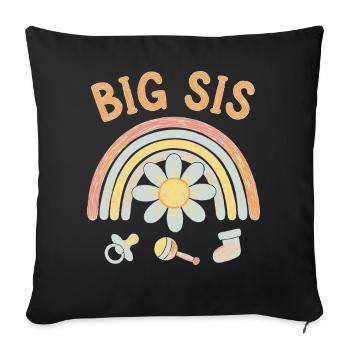 Révélation du sexe de l’équipe de la grande sœur pour la baby shower de grande sœur - Housse de coussin décorative 45 x 45 cm - noir - Devant