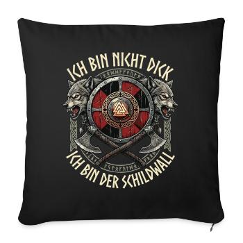 Wikinger, Ich Bin Der Schildwall, Odins Wölfe - Sofakissenbezug 45 x 45 cm - Schwarz - Vorne