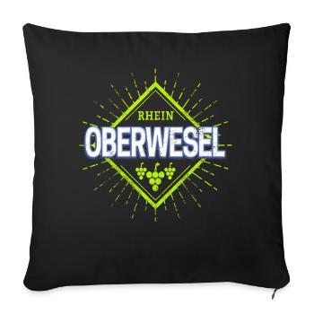 Oberwesel am Rhein Retro Weintrauben Souvenir - Sofakissenbezug 45 x 45 cm - Schwarz - Vorne