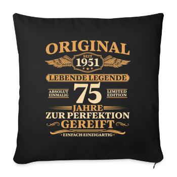 75. Geburtstag Absolut Einmalig 1951 Jahrgang - Sofakissenbezug 45 x 45 cm - Schwarz - Vorne