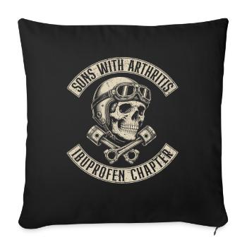 Fils atteints d’arthrite Crâne Ibuprofène Motard - Housse de coussin décorative 45 x 45 cm - noir - Devant