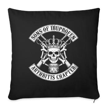 Fils de l’Ibuprofène Arthrite, humour de motards - Housse de coussin décorative 45 x 45 cm - noir - Devant