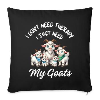Drôle de thérapie de chèvres pour animaux de ferme - Housse de coussin décorative 45 x 45 cm - noir - Devant