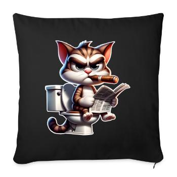 Cat Toilet Newspaper - Sofa pillowcase 17,3'' x 17,3'' (45 x 45 cm) - black - Front