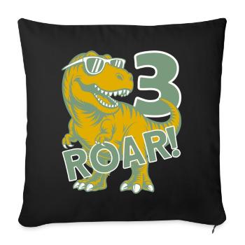 DINO 3 YEARS DINOSAUR 3RD BIRTHDAY - Sofa pillowcase 17,3'' x 17,3'' (45 x 45 cm) - black - Front