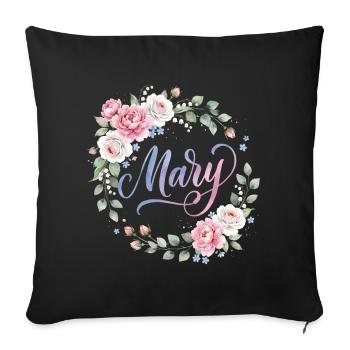 Mary Blooming Name Wreath - Sofa pillowcase 17,3'' x 17,3'' (45 x 45 cm) - black - Front