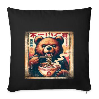 Bear Ramen Vintage Poster Style - Sofa pillowcase 17,3'' x 17,3'' (45 x 45 cm) - black - Front