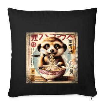 Erdmännchen Ramen Vintage Poster Style - Sofakissenbezug 45 x 45 cm - Schwarz - Vorne