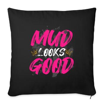 La boue est belle pour la course boueuse Schlammlauf Mud Run - Housse de coussin décorative 45 x 45 cm - noir - Devant