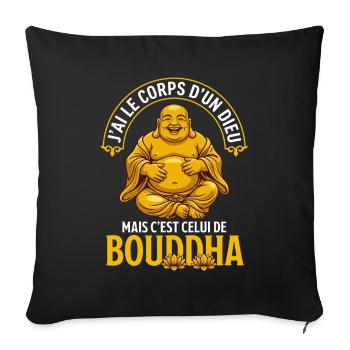 Corps d'un Dieu Bouddha Drôle Cadeau - Housse de coussin décorative 45 x 45 cm - noir - Devant
