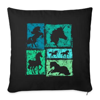 Einhorn in Perspektiven – Retro-Stil Mit Sternen - Sofakissenbezug 45 x 45 cm - Schwarz - Vorne
