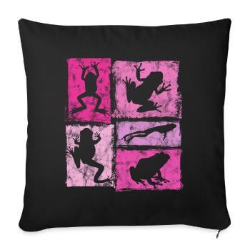 Graphique rétro de grenouille pour femmes et filles - Housse de coussin décorative 45 x 45 cm - noir - Devant