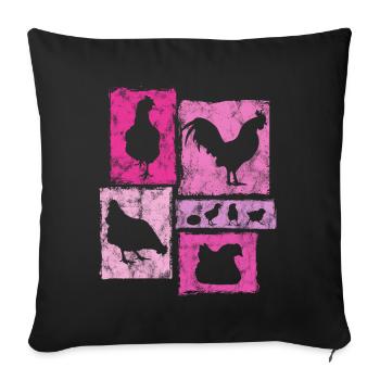 Chickens graphic for farmer and farm - Sofa pillowcase 17,3'' x 17,3'' (45 x 45 cm) - black - Front