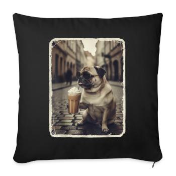 Winnie boit café latte - Housse de coussin décorative 45 x 45 cm - noir - Devant