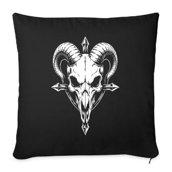 Skull with Horns Ram Skull - Sofa pillowcase 17,3'' x 17,3'' (45 x 45 cm) - black - Front