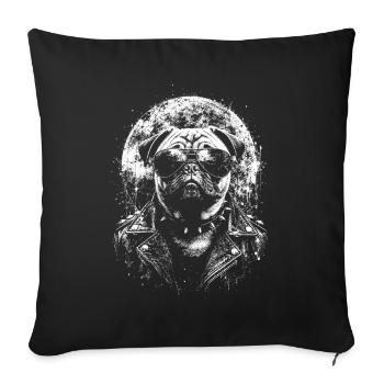 Monochrome Pug Portrait with Glasses - Sofa pillowcase 17,3'' x 17,3'' (45 x 45 cm) - black - Front
