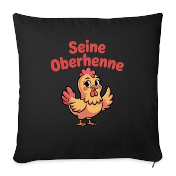  Seine Oberhenne Lustige Henne Illustration für - Sofakissenbezug 45 x 45 cm - Schwarz - Vorne