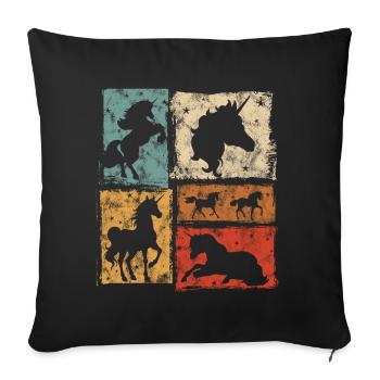 Licornes en perspective avec des étoiles - Housse de coussin décorative 45 x 45 cm - noir - Devant