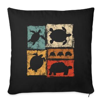 Tortues en perspective Imprimé vintage - Housse de coussin décorative 45 x 45 cm - noir - Devant