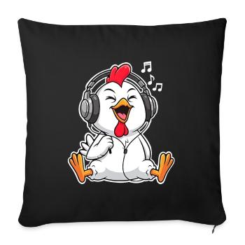 Chicken Chicks Singing Listening to Music - Sofa pillowcase 17,3'' x 17,3'' (45 x 45 cm) - black - Front