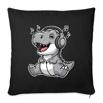 Écoute de musique T Rex - Housse de coussin décorative 45 x 45 cm - noir - Devant