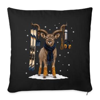 Funny kudu on winter vacation - Sofa pillowcase 17,3'' x 17,3'' (45 x 45 cm) - black - Front