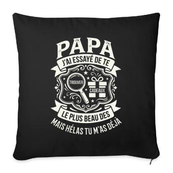 Cadeau Drôle Papa Fête Des Pères - Housse de coussin décorative 45 x 45 cm - noir - Devant