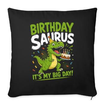 Birthday Saurus T-rex Dino Cake Party Roar - Sofa pillowcase 17,3'' x 17,3'' (45 x 45 cm) - black - Front