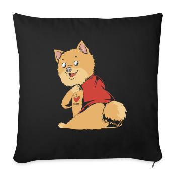 Zwergspitz Pomeranian - Sofakissenbezug 45 x 45 cm - Schwarz - Vorne