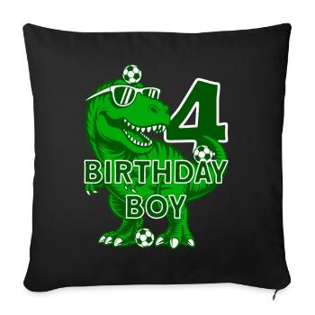 4 YEARS BIRTHDAY BOY FOOTBALL 4TH BIRTHDAY - Sofa pillowcase 17,3'' x 17,3'' (45 x 45 cm) - black - Front