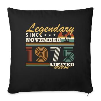 Novembre 1975 Vintage Anniversaire Rétro - Housse de coussin décorative 45 x 45 cm - noir - Devant