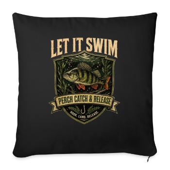 Chemise de pêcheur de pêcheur à l’achigan - Housse de coussin décorative 45 x 45 cm - noir - Devant