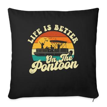 Das Leben am Pontonsee ist besser - Sofakissenbezug 45 x 45 cm - Schwarz - Vorne