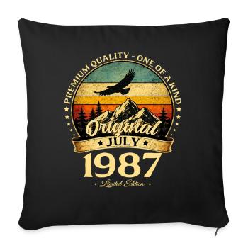 Cadeau du 39e anniversaire Millésime de juillet 1987 - Housse de coussin décorative 45 x 45 cm - noir - Devant