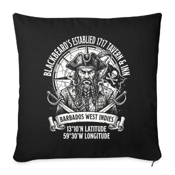 Graphique du pirate Barbe Noire à la Barbade - Housse de coussin décorative 45 x 45 cm - noir - Devant