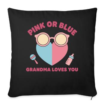Révélation de sexe Baby Shower Rose ou Blue Grandma - Housse de coussin décorative 45 x 45 cm - noir - Devant