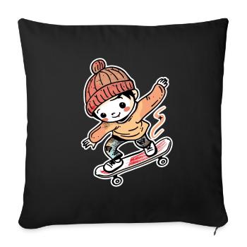 Style Skateboard Boy Comic - Housse de coussin décorative 45 x 45 cm - noir - Devant