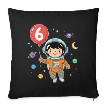 Balloon 6 Birthday Sixth Birthday Gift - Sofa pillowcase 17,3'' x 17,3'' (45 x 45 cm) - black - Front