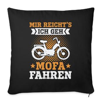 Mofa Moped Roller Mofafahrer Mofaroller - Sofakissenbezug 45 x 45 cm - Schwarz - Vorne