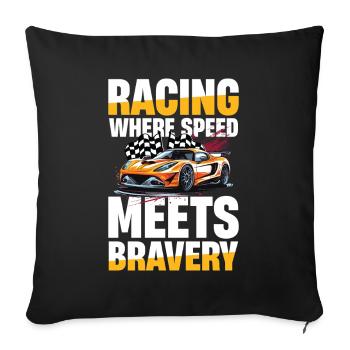 Racing Wo Geschwindigkeit Auf Mut Trifft - Sofakissenbezug 45 x 45 cm - Schwarz - Vorne