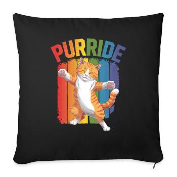 Purride Rainbow Cat Pride Design - Sofa pillowcase 17,3'' x 17,3'' (45 x 45 cm) - black - Front