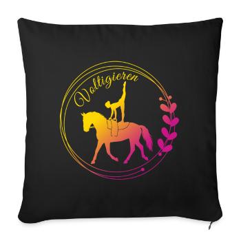 Voltigieren Nadel – Sport Outfit für Voltigierer - Sofakissenbezug 45 x 45 cm - Schwarz - Vorne