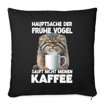 Pallas Cat Manul Kaffee Motiv | Grumpy Wildkatze  - Sofakissenbezug 45 x 45 cm - Schwarz - Vorne
